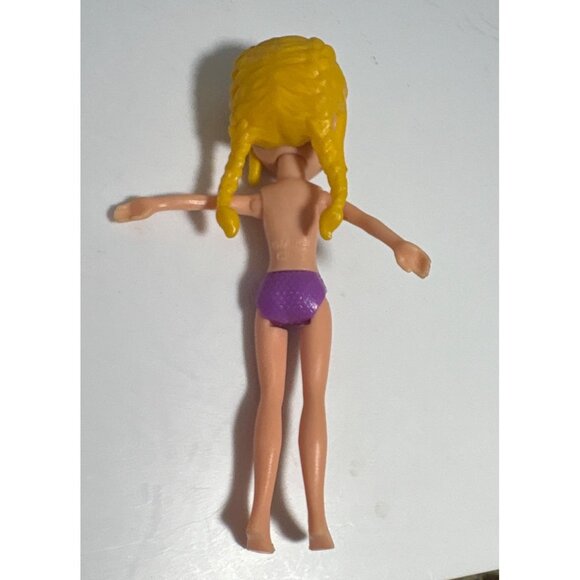 Polly Pocket Mini Doll Yellow Braided Hair White Yellow Dress Pink Boots 3.5" - Picture 5 of 9